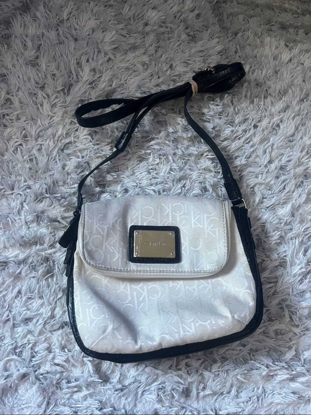 CALVIN KLEIN LOGO JACQUARD FLAP CROSSBODY